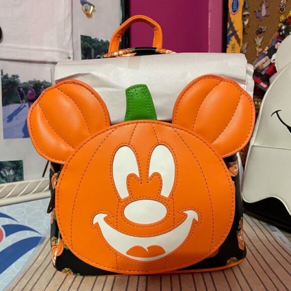 🆕Womens Loungefly Disney Mickey-O-Lantern Double Strap Shoulder Bag Purse - Picture 3 of 7